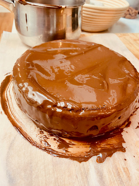 Brownie/ Chocolate Cake with Chocolate Tahini Fudge Frosting